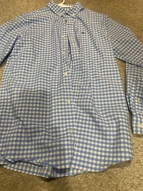 Boy’s Light Blue Gingham Button-Down Shirt